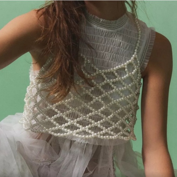 Urban Outfitters Tops - Urban Outfitters  NWT White Pearl Crop Top